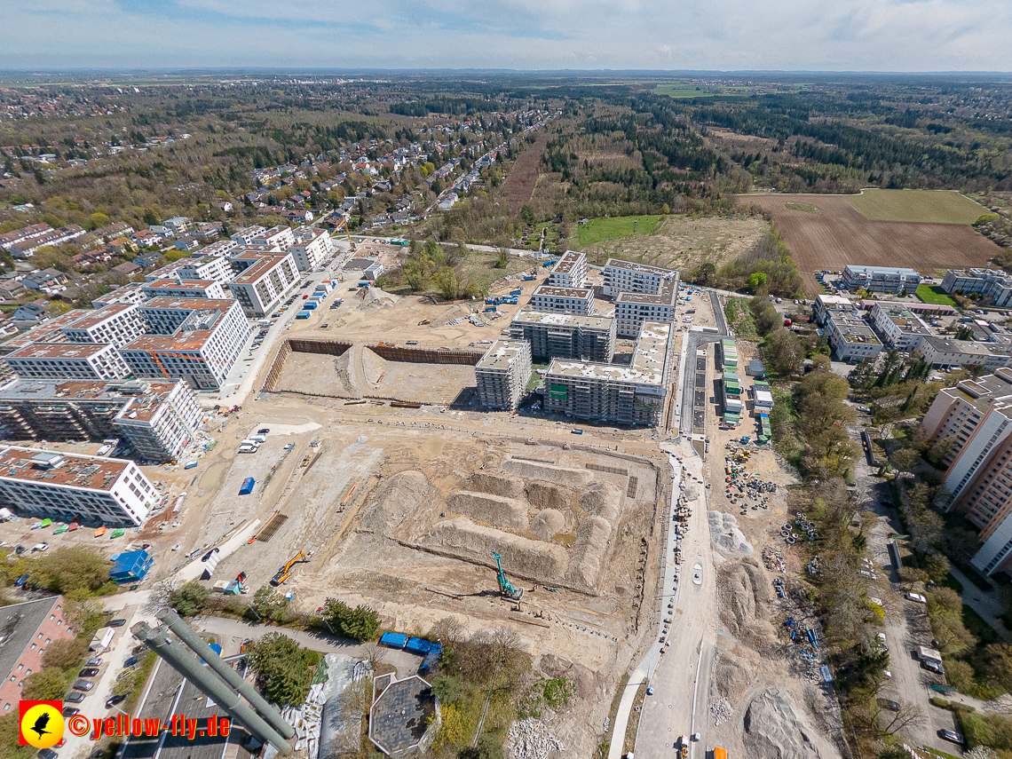 21.04.2023 - Luftbilder von der Baustelle Alexisquartier und Pandion Verde in Neuperlach